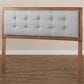 Baxton Studio Sarine Queen Panel Headboard with Light Grey Upholstered in Walnut Brown, , large