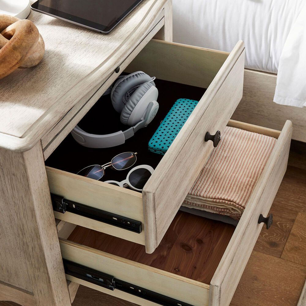 Riva Ridge Provence 2-Drawer Nightstand in Linen with AC Outlets, , large