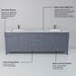Lexora Home Jacques 80" Double Bathroom Vanity in Dark Grey with 2 cm White Carrara Marble Top and Rectangular Sinks, , large