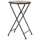 Hearth and Haven Silvester Outdoor Round Folding End Table in Beige and Black, , large