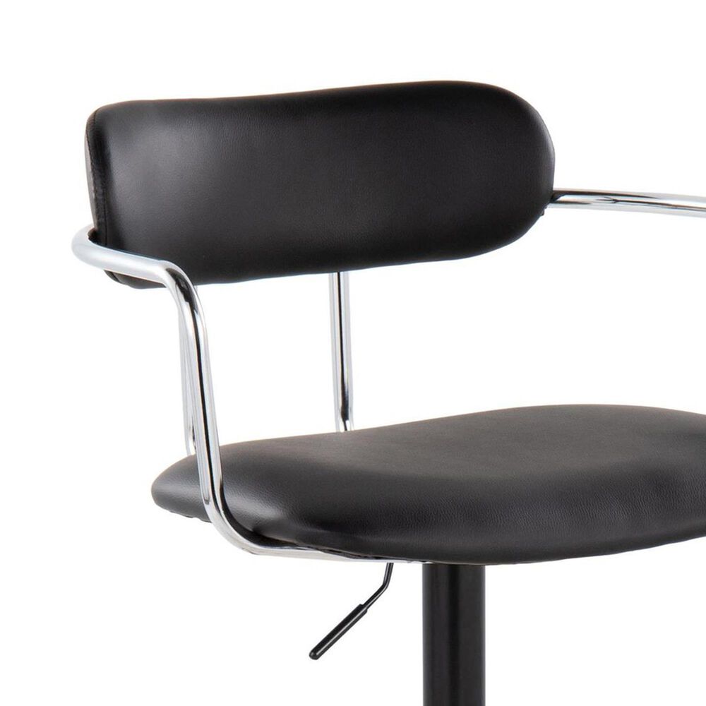 LumiSource Demi Swivel Adjustable Bar Stool with Black Upholstery in Black and Chrome (Set of 2), , large