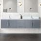 Lexora Home Geneva 80" Double Bathroom Vanity in Dark Grey with 2 cm White Quartz Top and Rectangular Sinks, , large