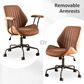 HOMLUX Mid Back Ergonomic Office Chair with Suede Leather in Brown, , large