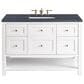 James Martin Breckenridge 48" Single Bathroom Vanity in Bright White with 3 cm Charcoal Soapstone Quartz Top and Rectangular Sink, , large