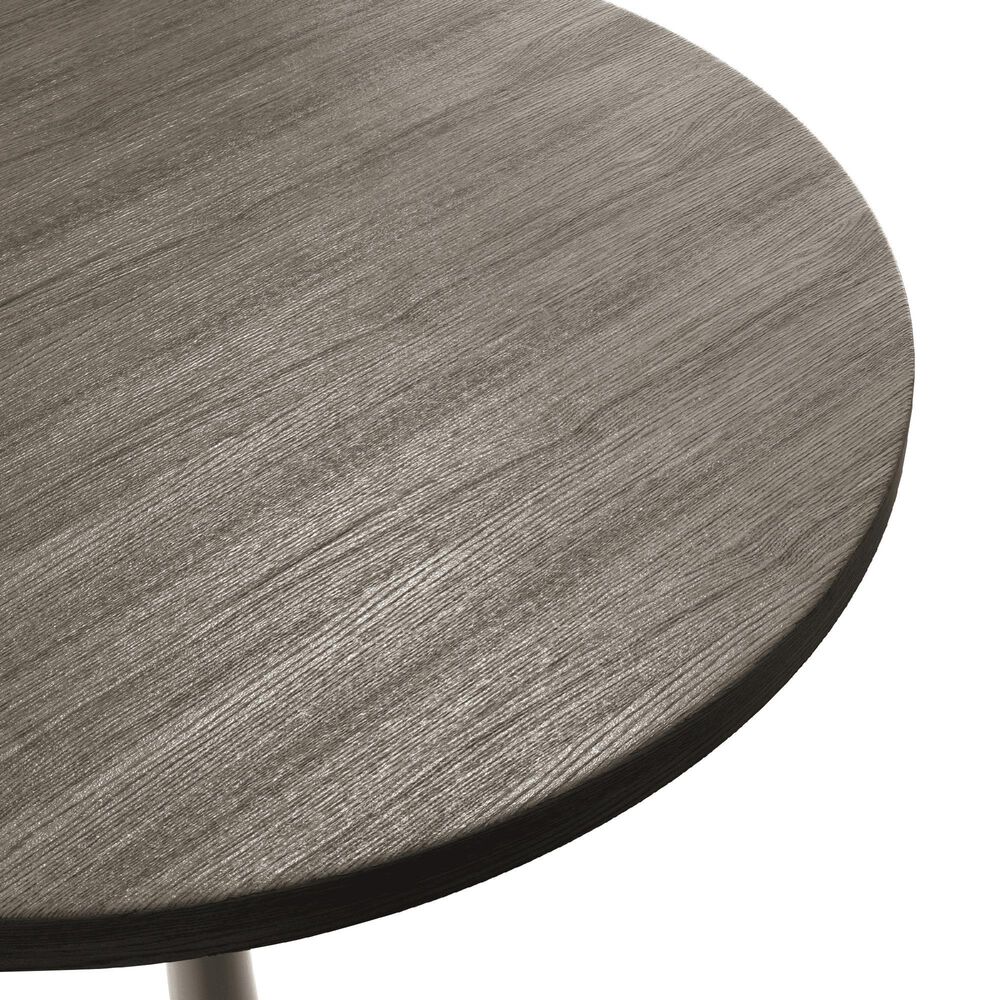 Leisuremod LeisureMod Verve Collection 27 Round Dining Table, White Base with Dark Maple MDF Top, , large
