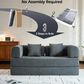 GigaCloud Corduroy Convertible Sleeper Sofa with Cylindrical Pillow in Gray, , large