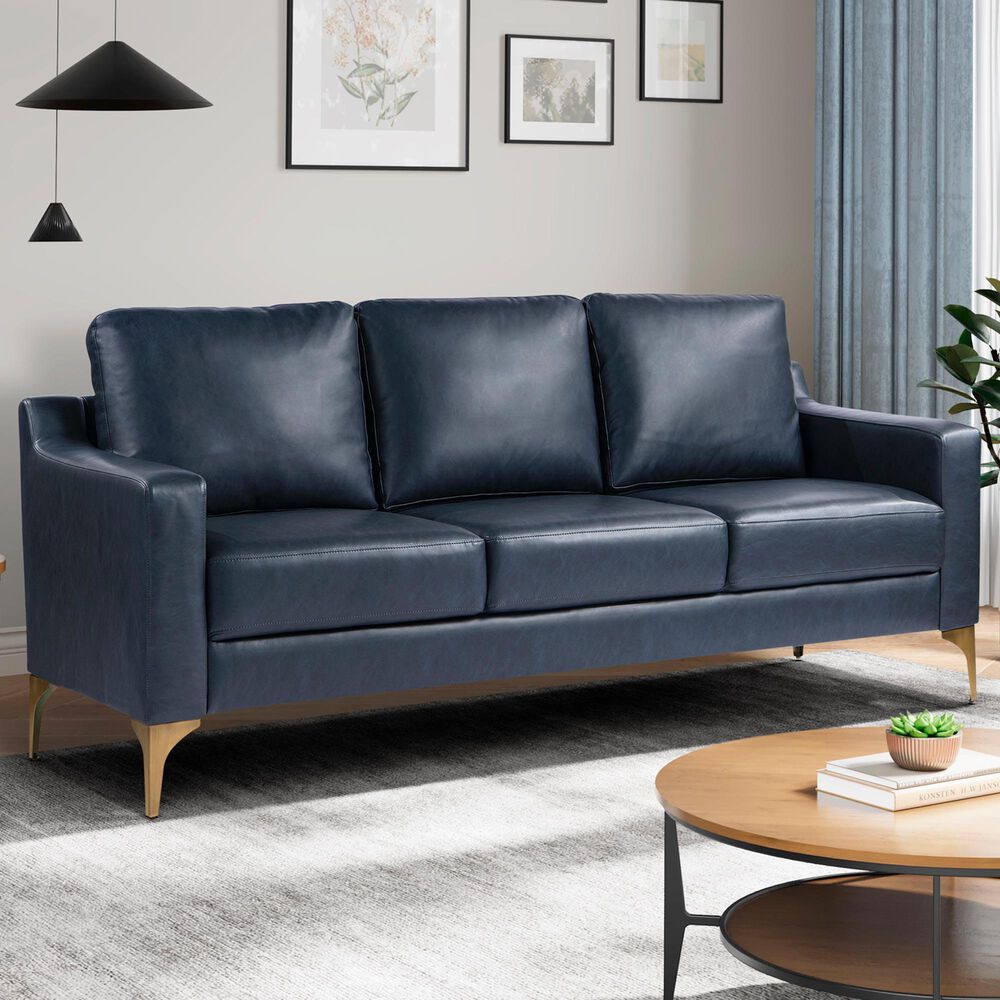 Lifestyle Solutions Fletcher Stationary Sofa in Navy Blue, , large