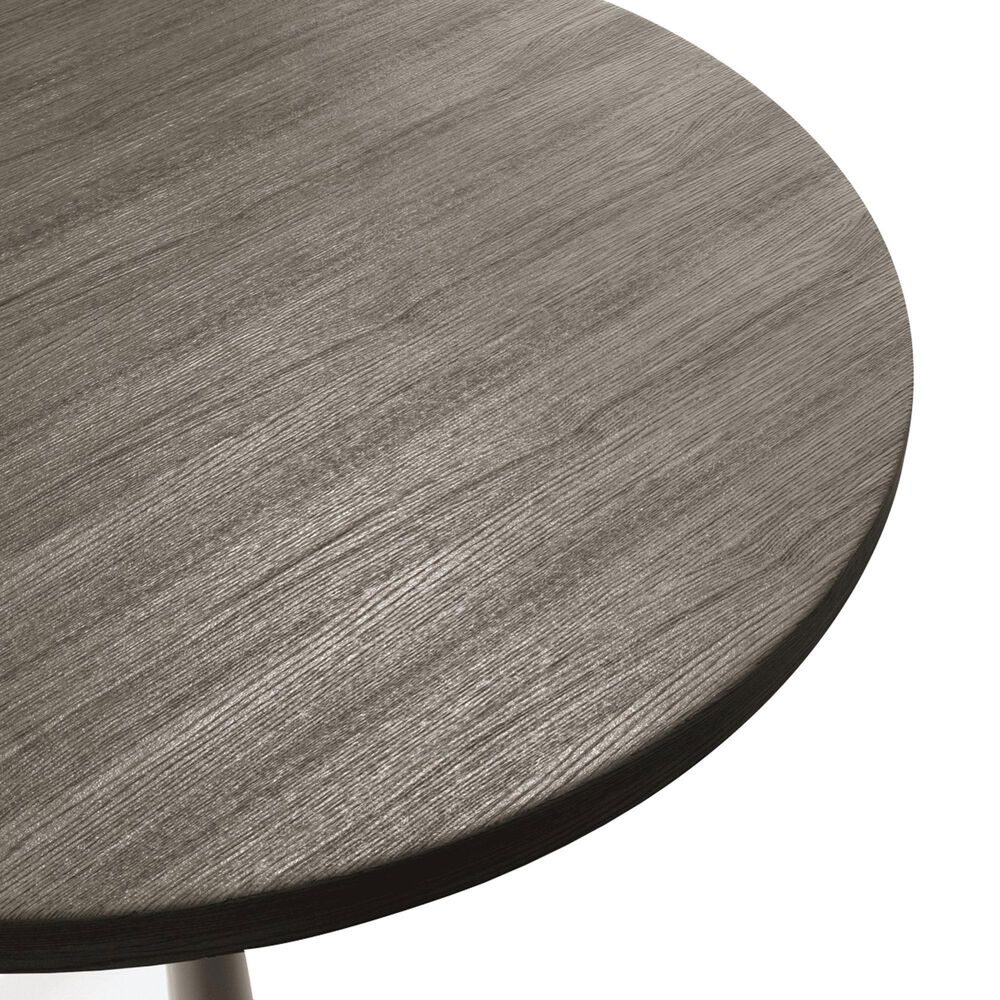 Leisuremod LeisureMod Verve Collection 48 Round Dining Table, White Base with Dark Maple MDF Top, , large
