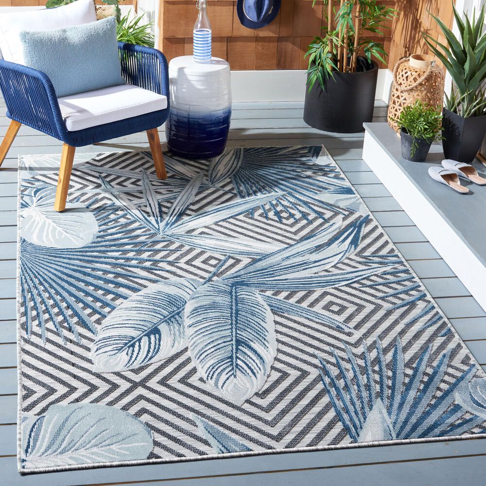 Safavieh Cabana CBN447N 8&#39; x 10&#39; Ivory and Navy Indoor/Outdoor Area Performance Rug, , large