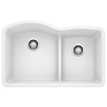 Blanco Diamond 32" 1-3/4 Double Bowl Kitchen Sinks with Low Divide in White, , large