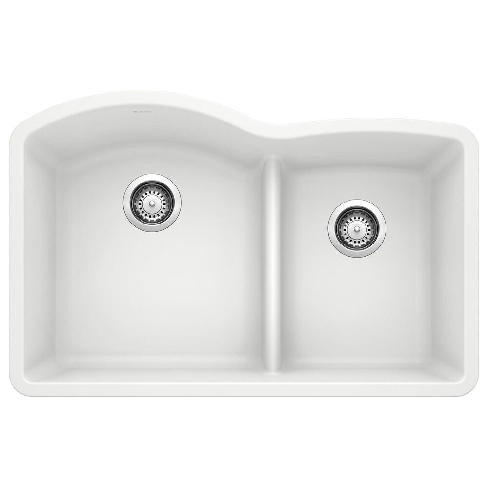 Blanco Diamond 32" 1-3/4 Double Bowl Kitchen Sink with Low Divide in White, , large