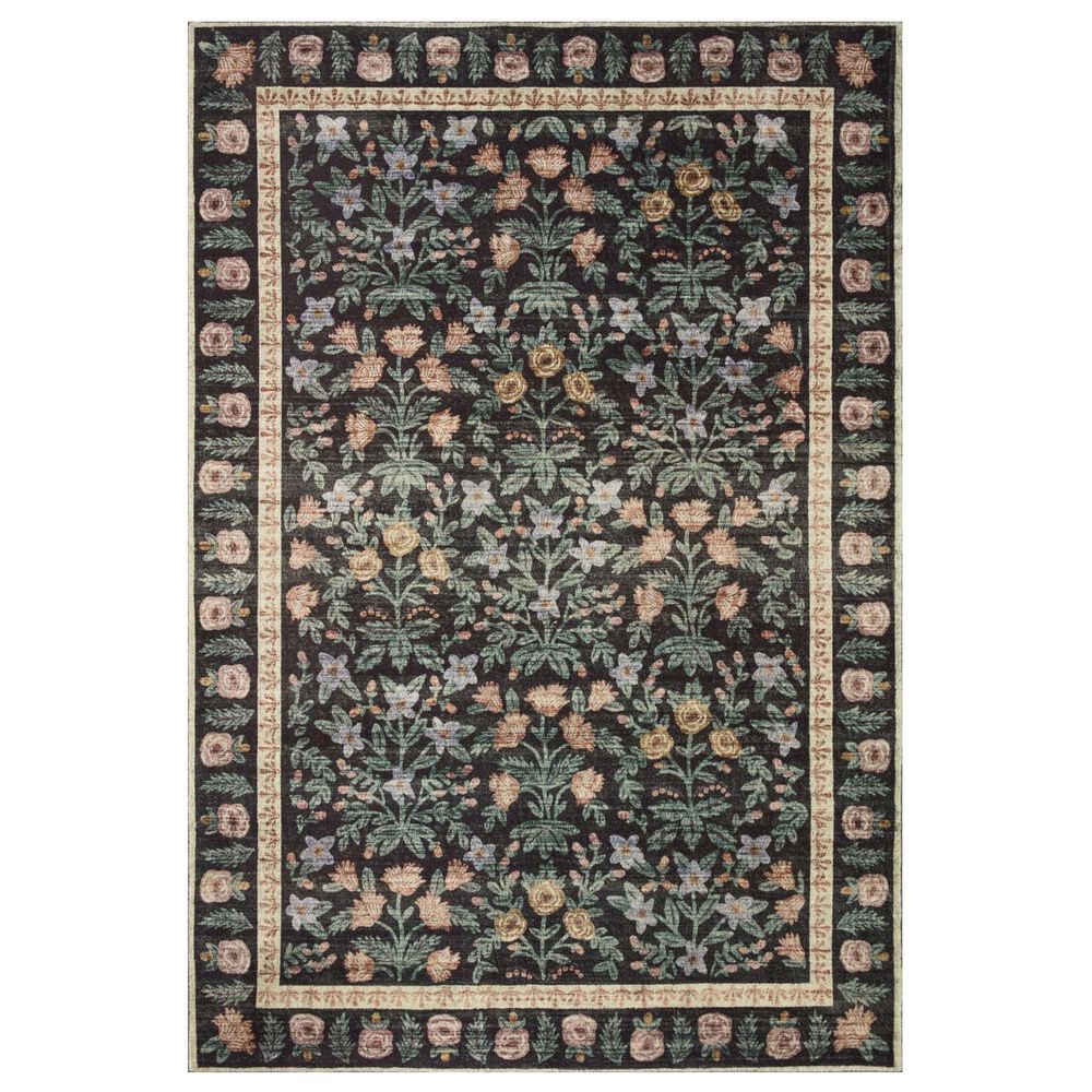 Rifle Paper Co. x Loloi Eden Mughal Garden 7"6" x 9"6" Black Area Rug, , large