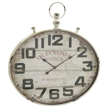 Maple and Jade 32" Vintage Wall Clock in White, , large