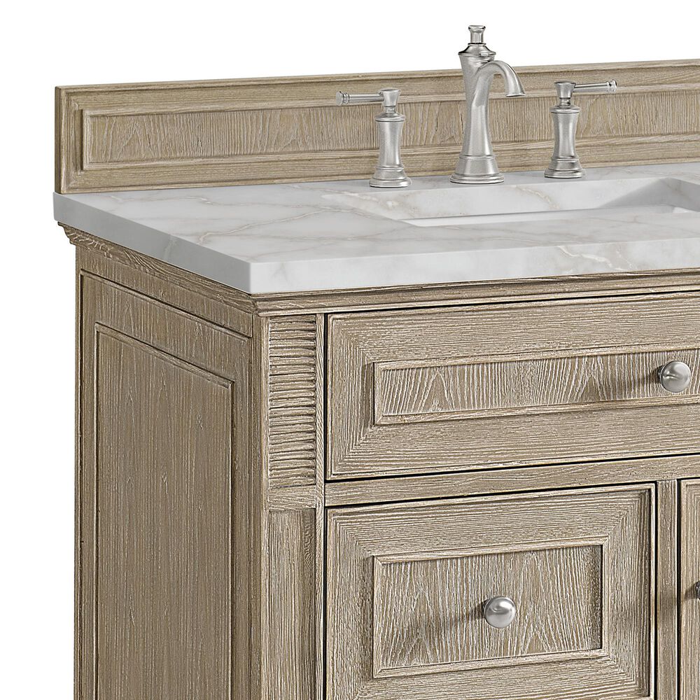 James Martin Vanities Lorelai 36&quot; Single Vanity in Whitewashed Oak with 3cm Victorian Silver Quartz Top, , large