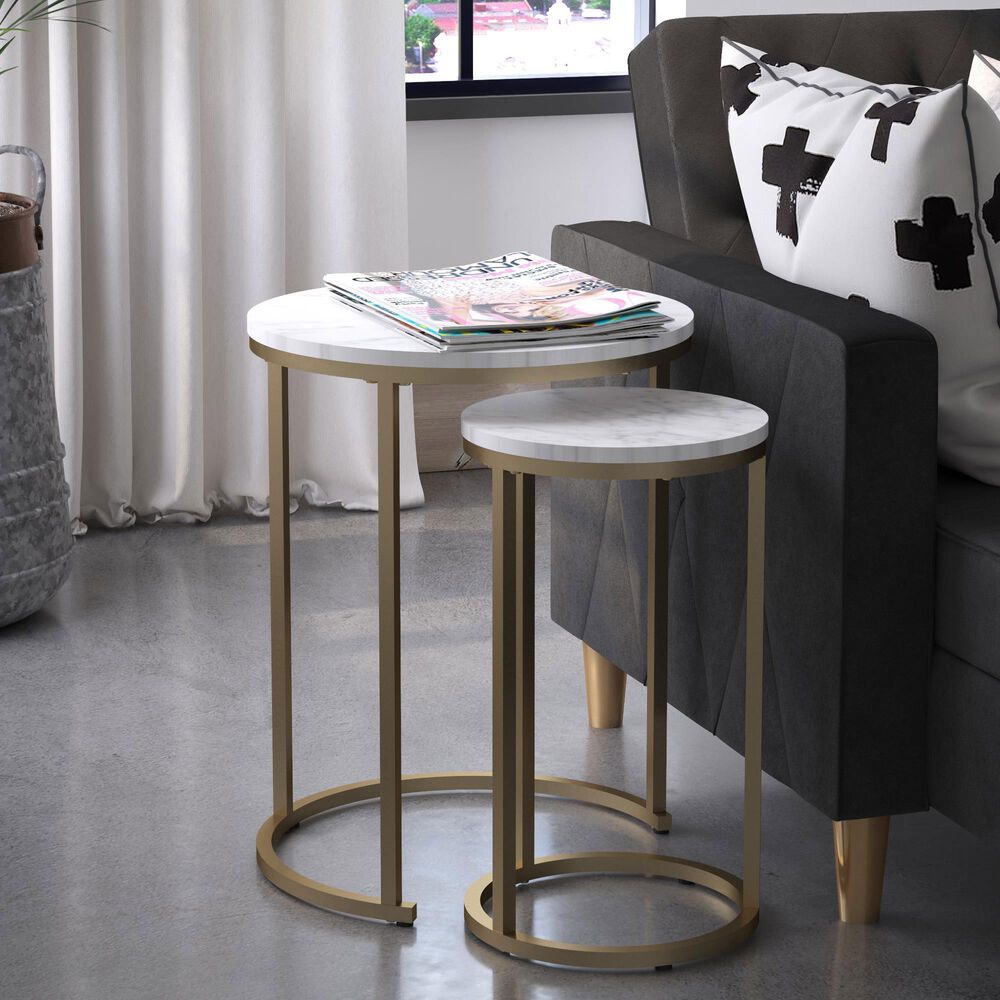 DHP Amelia Nesting Tables in White Marble, , large