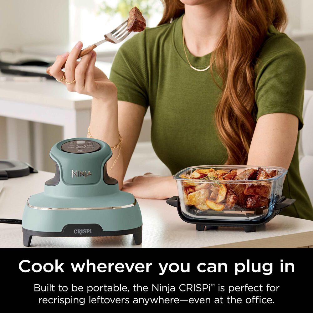 Shark Crispi 4-In-1 Portable Glass Air Fryer Cooking System in Sage Green, , large