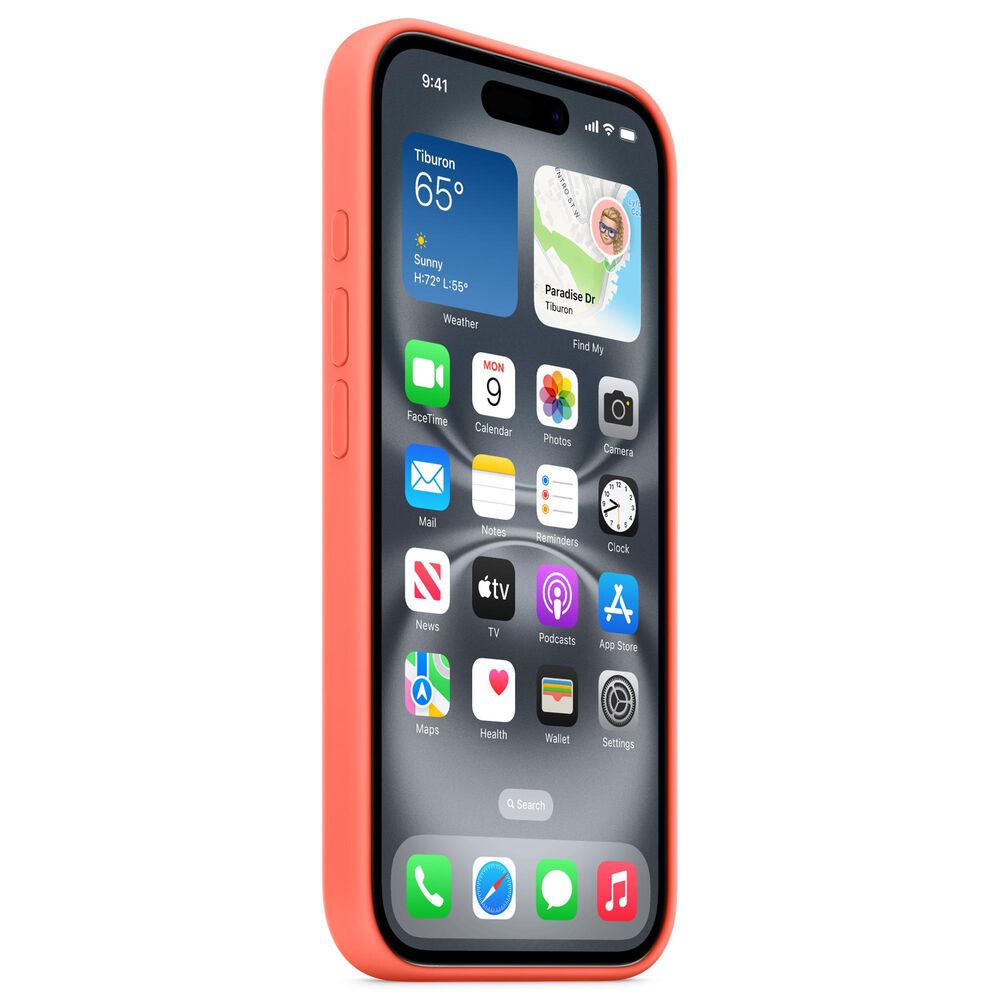 Apple Silicone Case with MagSafe for iPhone 16 in Tangerine, , large