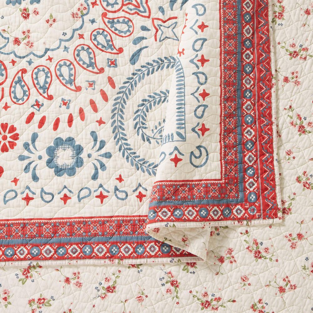 Peking Handicraft Junk Gypsy 3-Piece Full/Queen Quilt Set in Blue and Red, , large