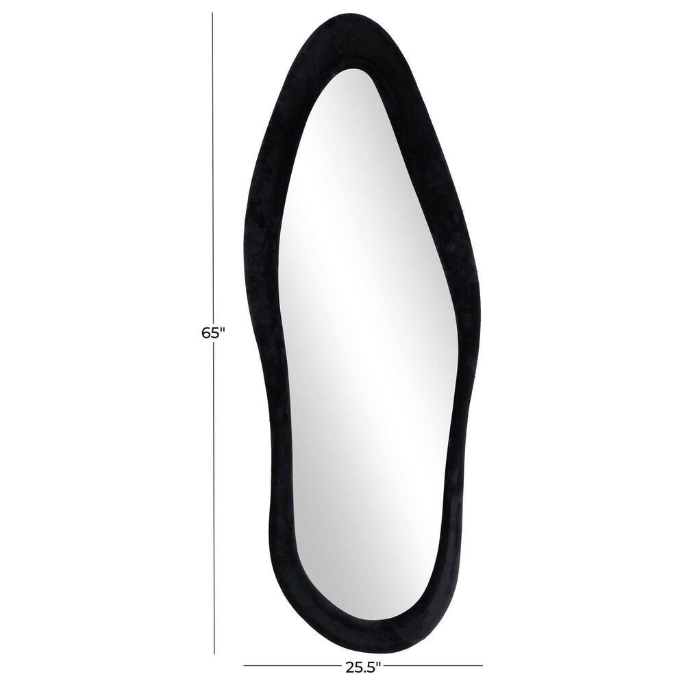Maple and Jade 65&quot; x 26&quot; Velvet Abstract Wavy Wall Mirror in Black, , large