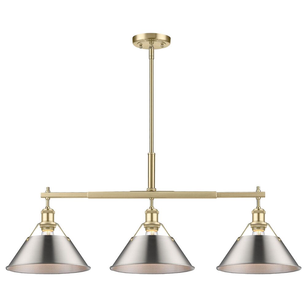 Golden Lighting Orwell 3-Light Linear Pendant with Pewter Shade in Brushed Champagne Bronze, , large