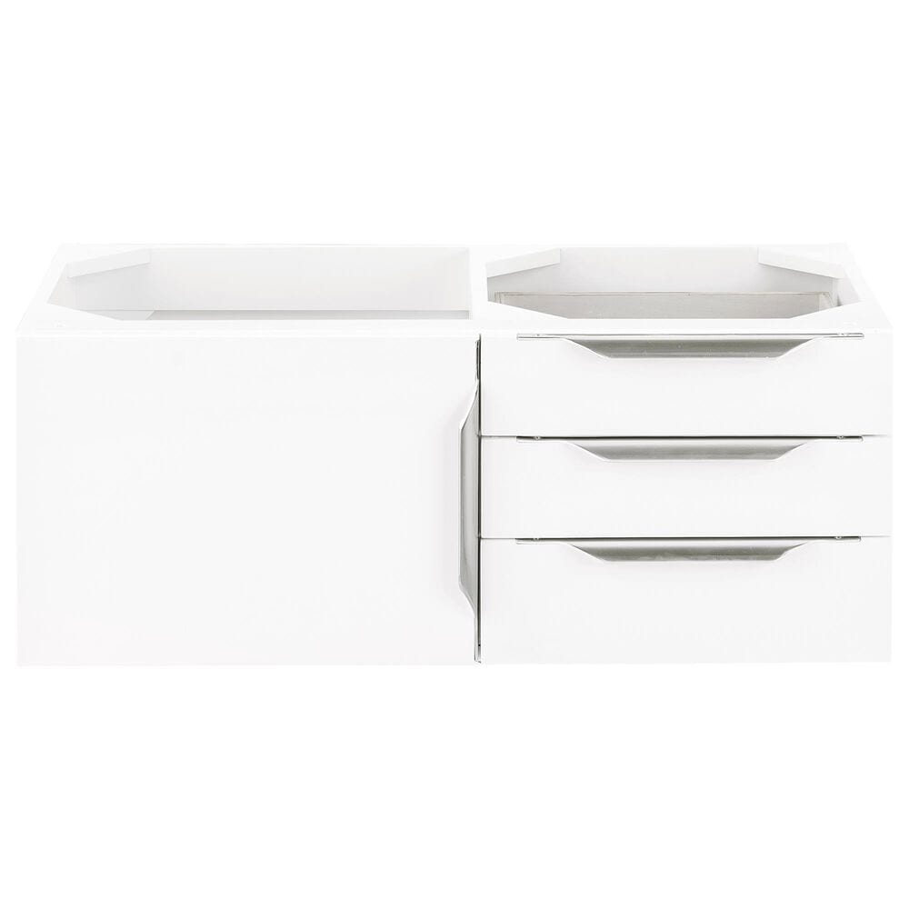 James Martin Mercer Island 36"" Single Bathroom Vanity Cabinet in Glossy White with Brushed Nickel Hardware, , large