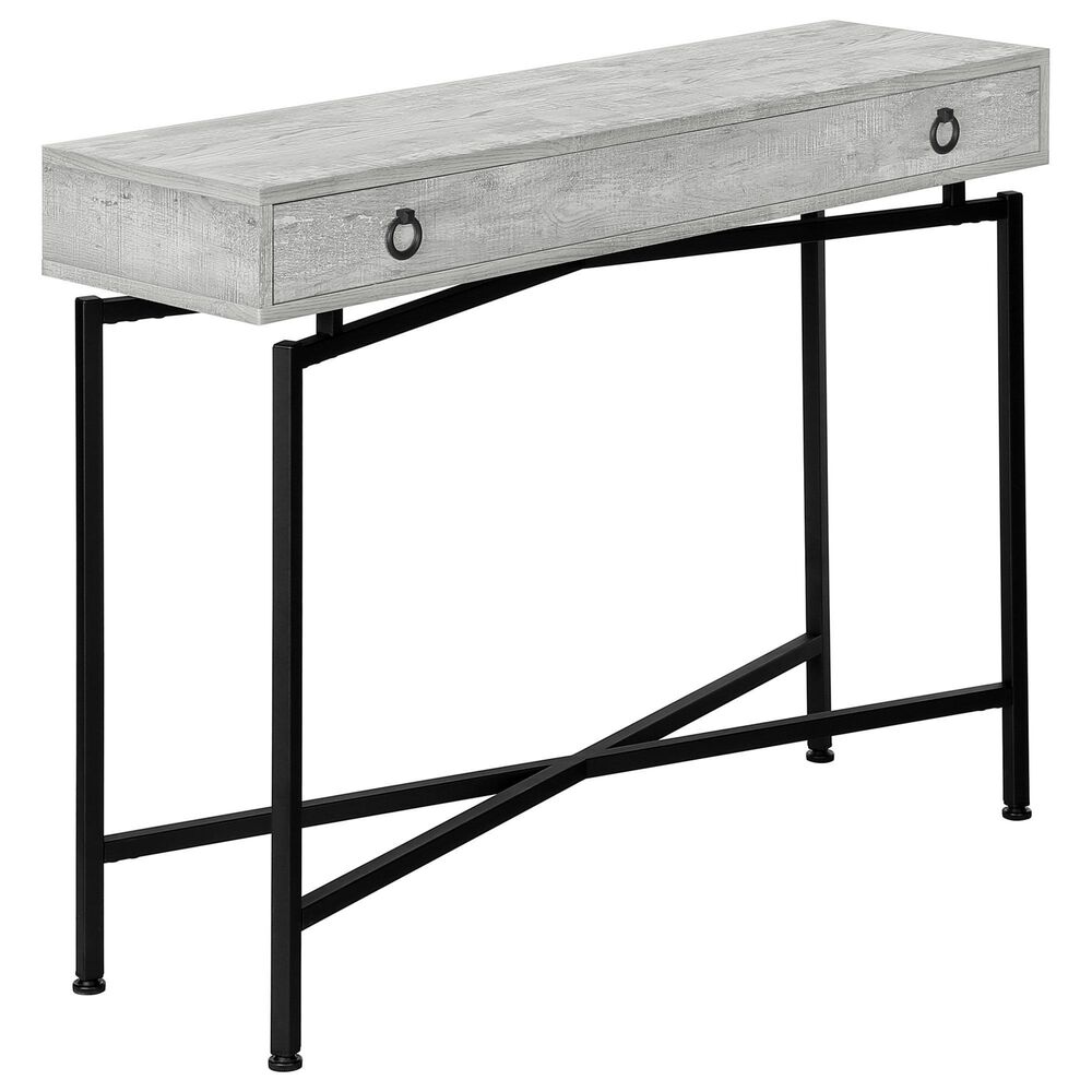 Monarch Specialties 42" Accent Table in Grey Reclaimed Wood and Black, , large