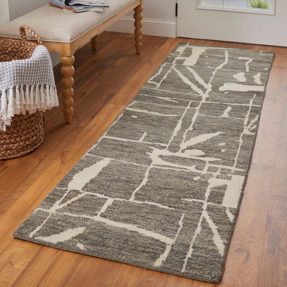 Feizy Sutton 2&#39;6&quot; x 8&#39; Pewter and Green Runner, , large