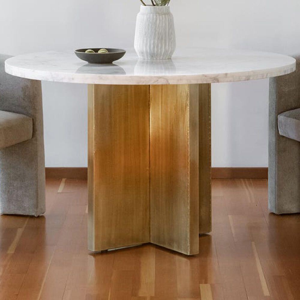 Moe&#39;s Home Collection Graze Dining Table in White and Brass - Table Only, , large