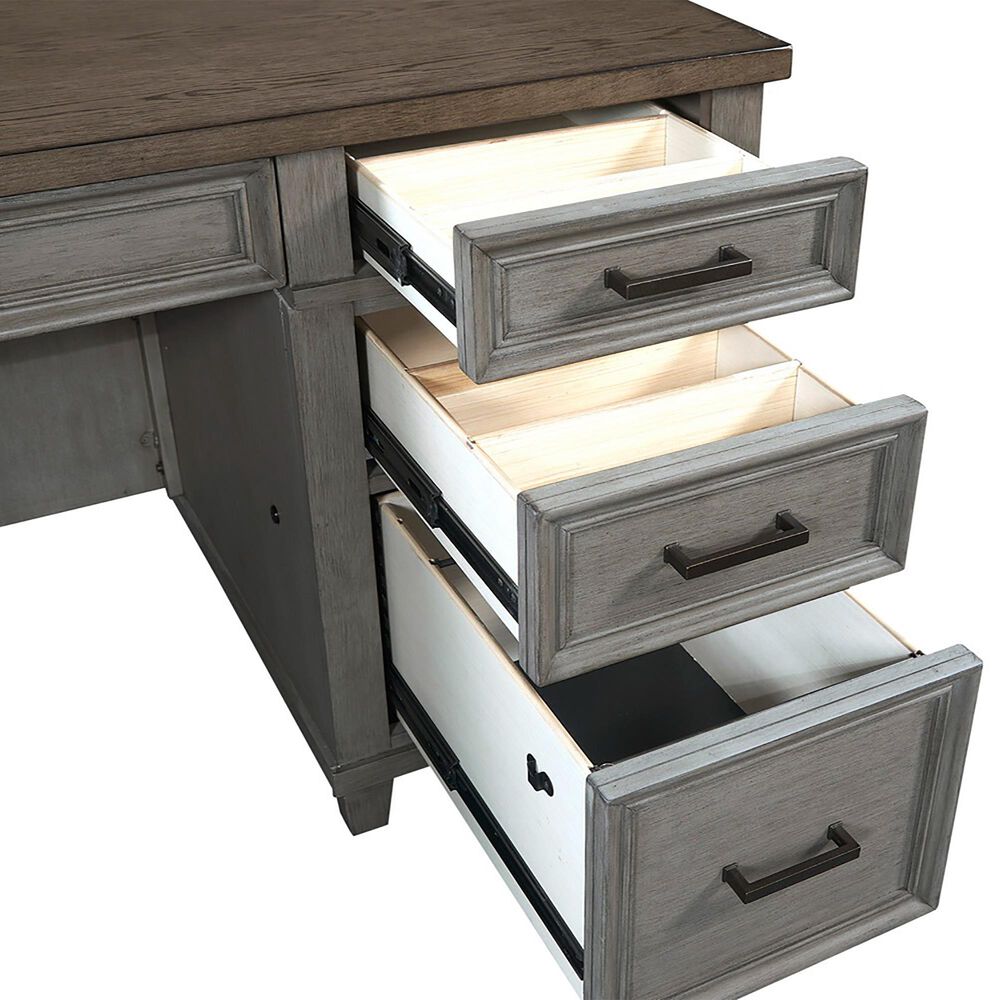 Riva Ridge Caraway 66&quot; Executive Desk in Aged Slate and Brown, , large