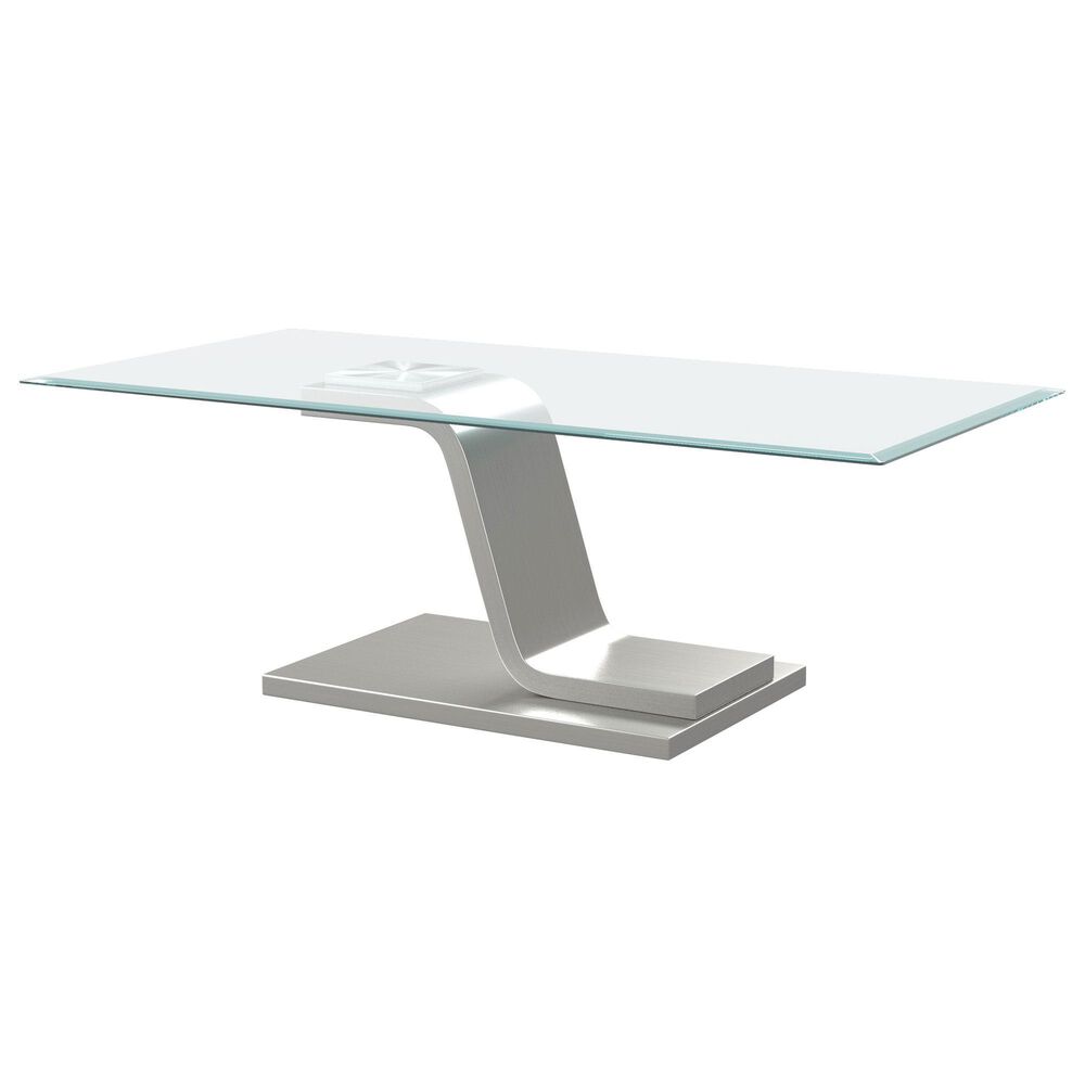 Furniture of America Lynn Coffee Table in Satin Plated and Clear, , large