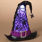 The Gerson Company 9.75"H Battery-Operated Lighted Spinning Smoky Water Globe Witch Hat in Black, , large