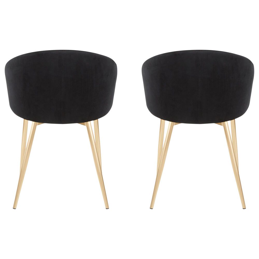 LumiSource Claire Arm Chair with Black Velvet Cushion in Gold (Set of 2), , large