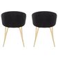 LumiSource Claire Arm Chair with Black Velvet Cushion in Gold (Set of 2), , large