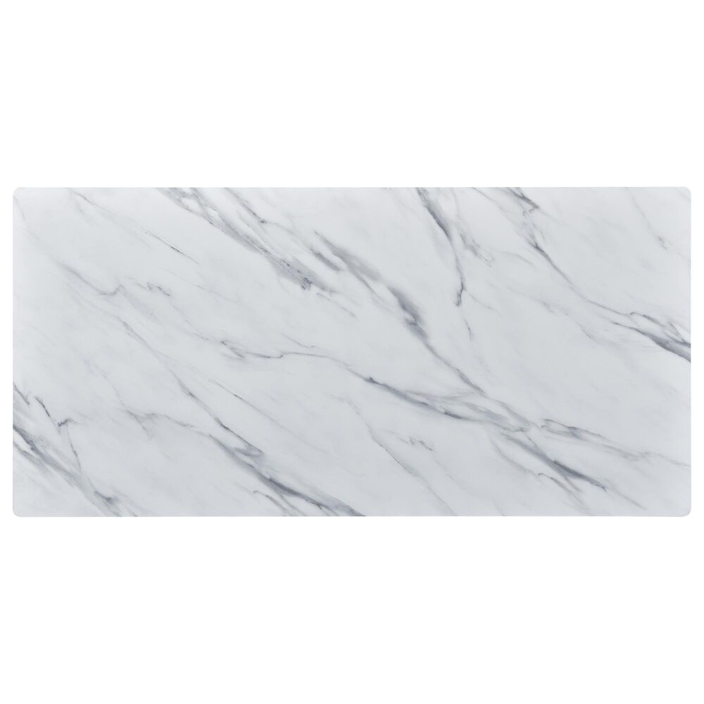 HOMLUX 47" Coffee Table with Marble Glass Top in White and Black, , large