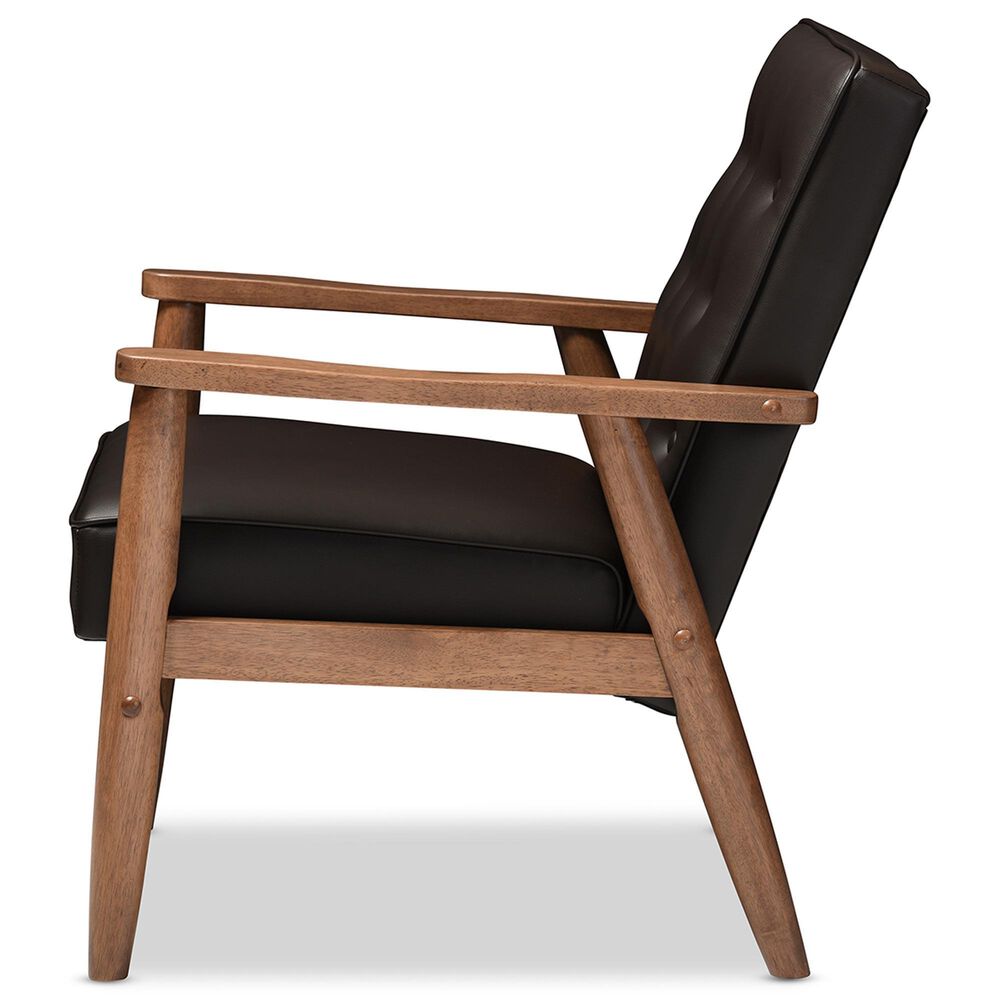 Baxton Studio Sorrento Lounge Chair in Dark Brown, , large