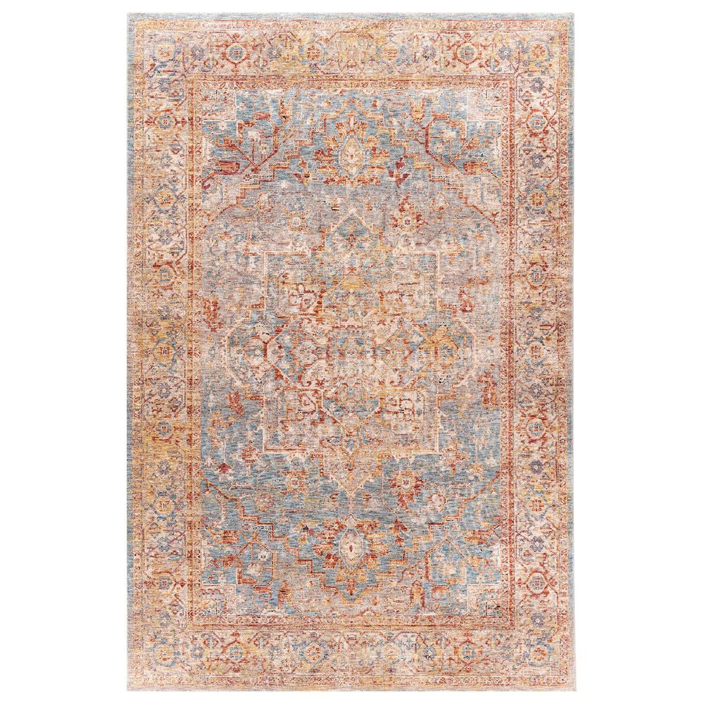 Surya Mirabel 7"10" x 10"3" Teal, Aqua, Gray, Burnt Orange, Olive and Beige Area Rug, , large