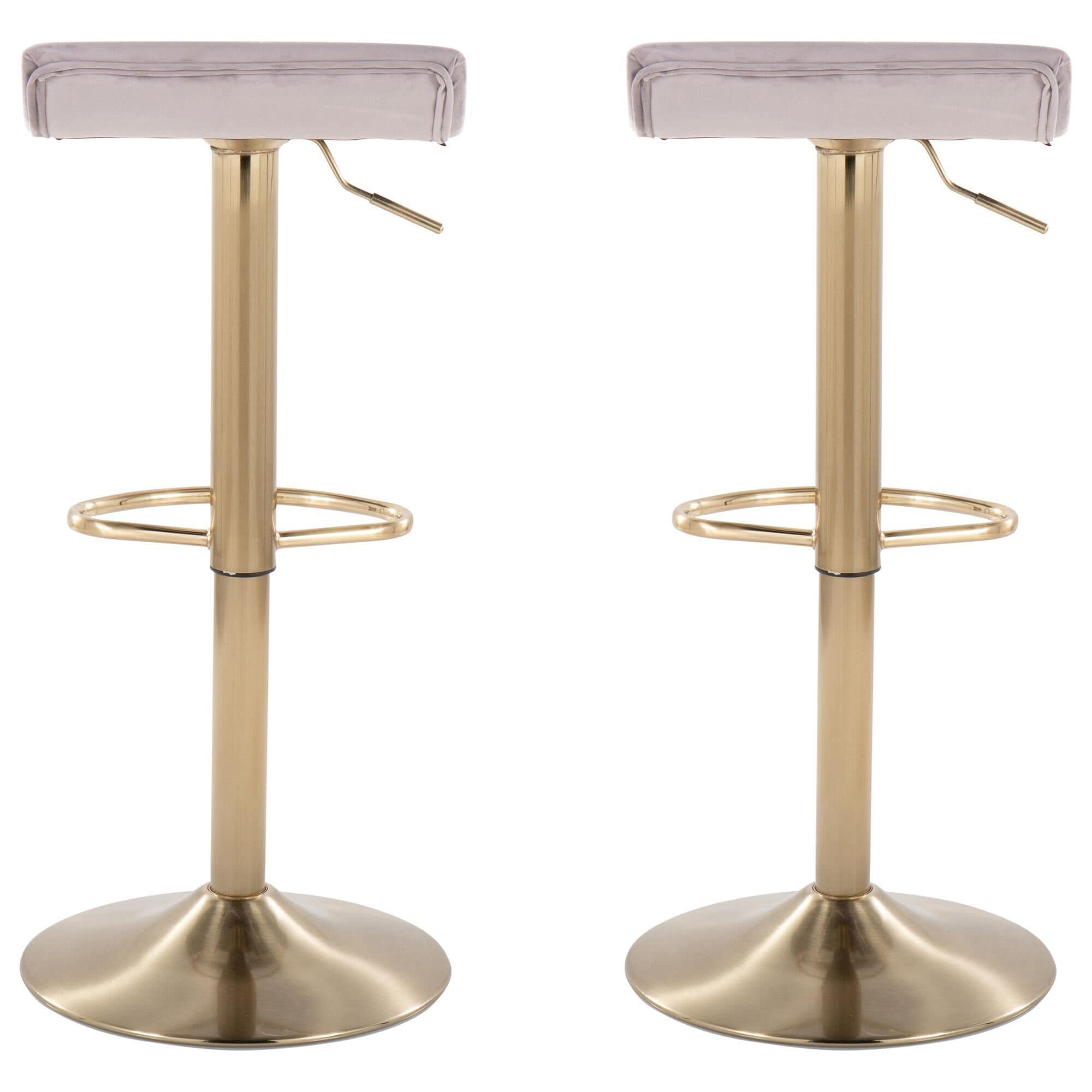 Lumisource Ale Adjustable Swivel Barstool in Silver Set of 2 NFM
