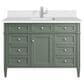 James Martin Vanities Brittany 30" Single Bathroom Vanity in Smokey Celadon with Single Hole 3 cm White Zeus Quartz Top and Rectangular Sink, , large