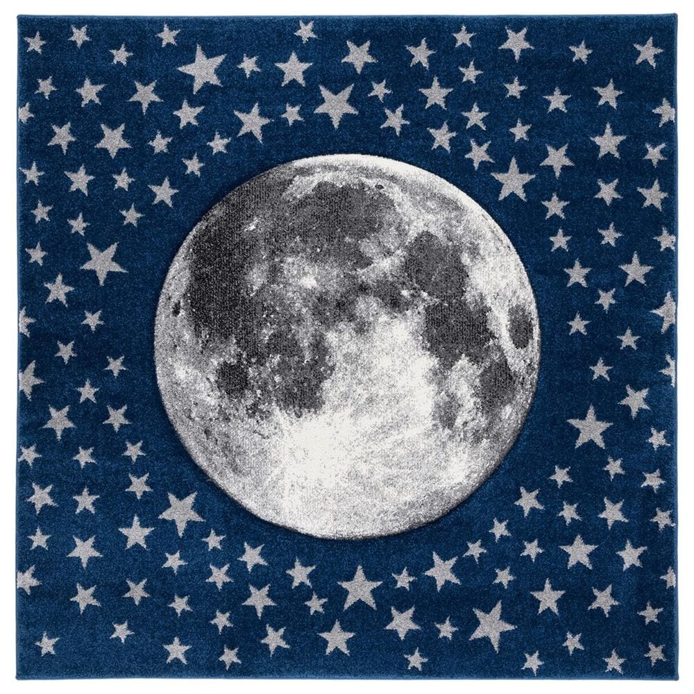 Safavieh Carousel Outer Space 4" Square Navy and Grey Kids  Area Rug, , large