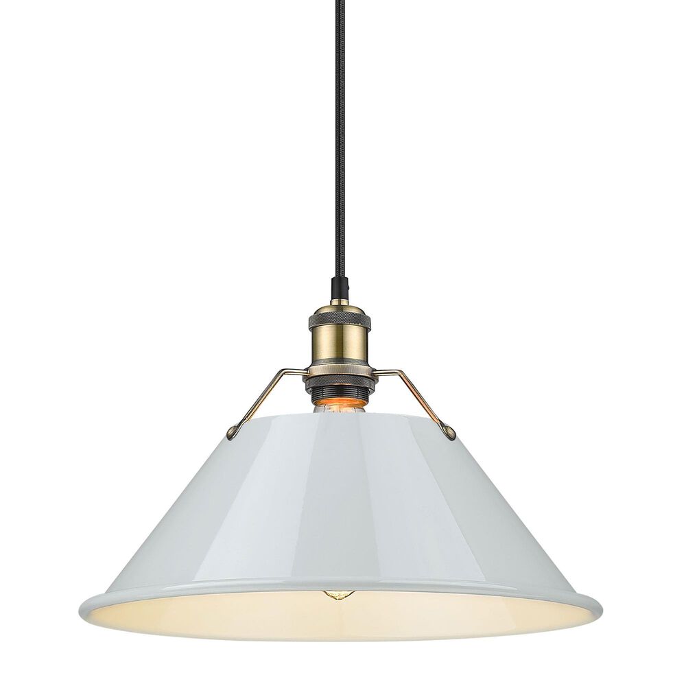 Golden Lighting Orwell 1-Light Wide Large Pendant with Dusky Blue Shade in Aged Brass, , large