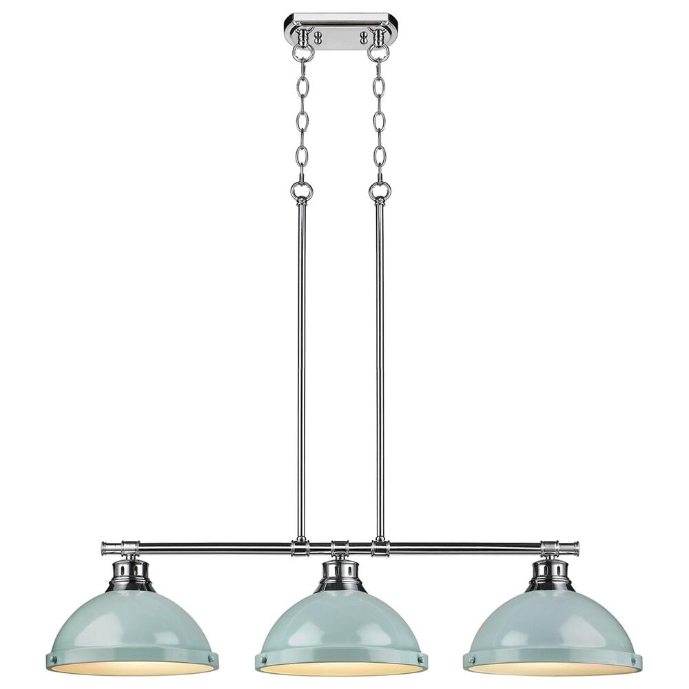 Golden Lighting Duncan 3-Light Pendant with Seafoam Shade in Chrome, , large