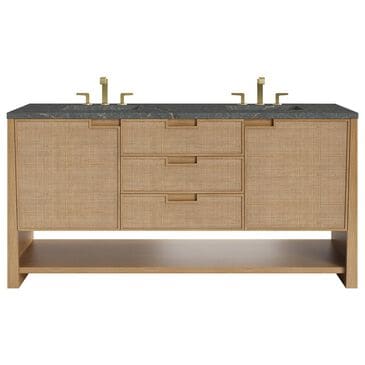 James Martin Vanities Solene 72" Double Bathroom Vanity in Seaside Oak with 3 cm Parisien Bleu Quartz Top and Rectangular Sinks, , large