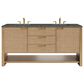 James Martin Vanities Solene 72" Double Bathroom Vanity in Seaside Oak with 3 cm Parisien Bleu Quartz Top and Rectangular Sinks, , large