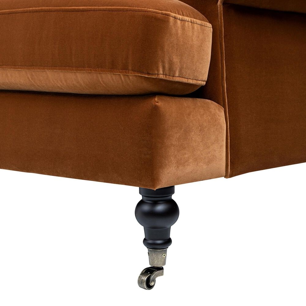 Jennifer Taylor Home Alana Stationary Sofa in Burnt Orange Velvet, , large