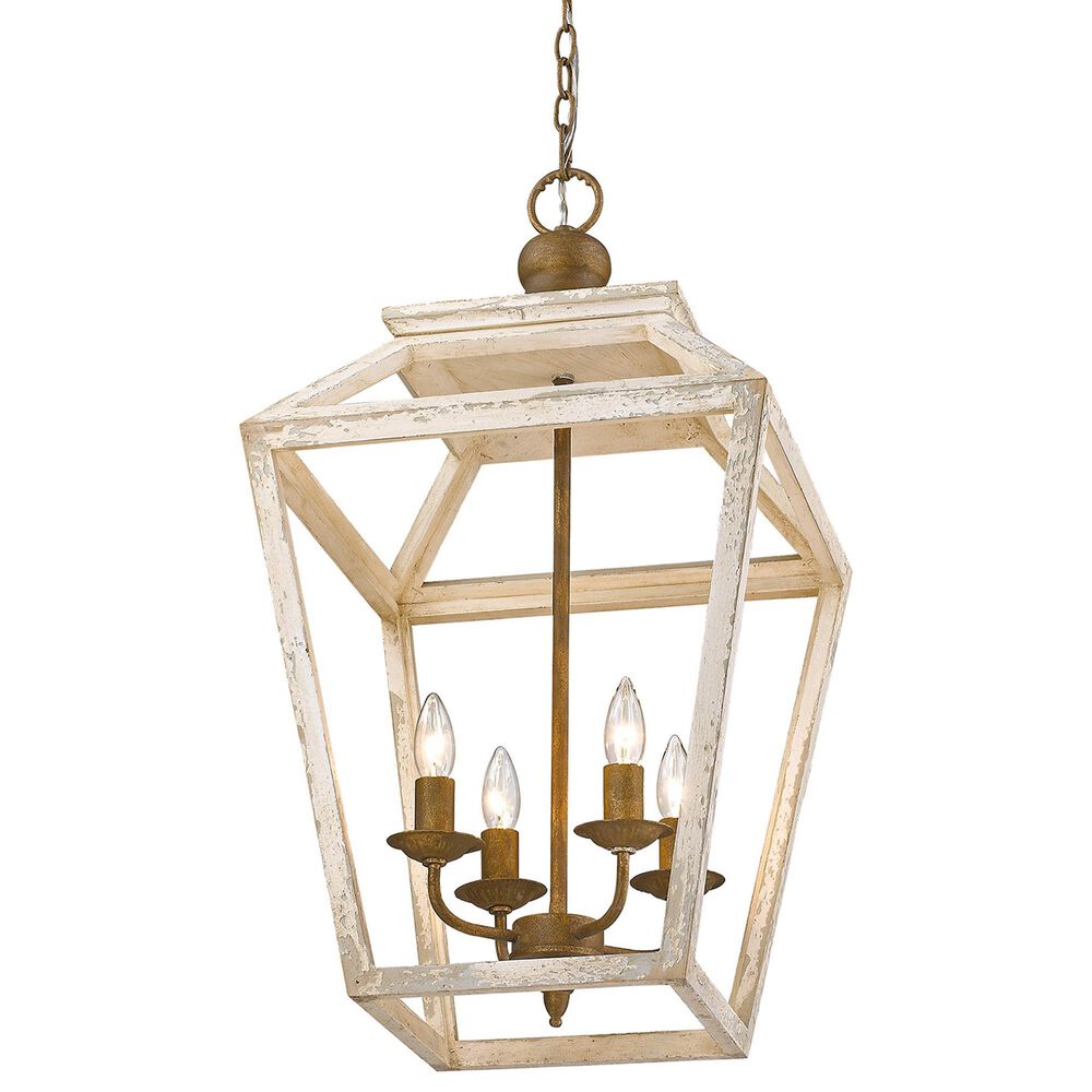 Golden Lighting Haiden 4-Light Pendant in Burnished Chestnut and Distressed Light Gray, , large