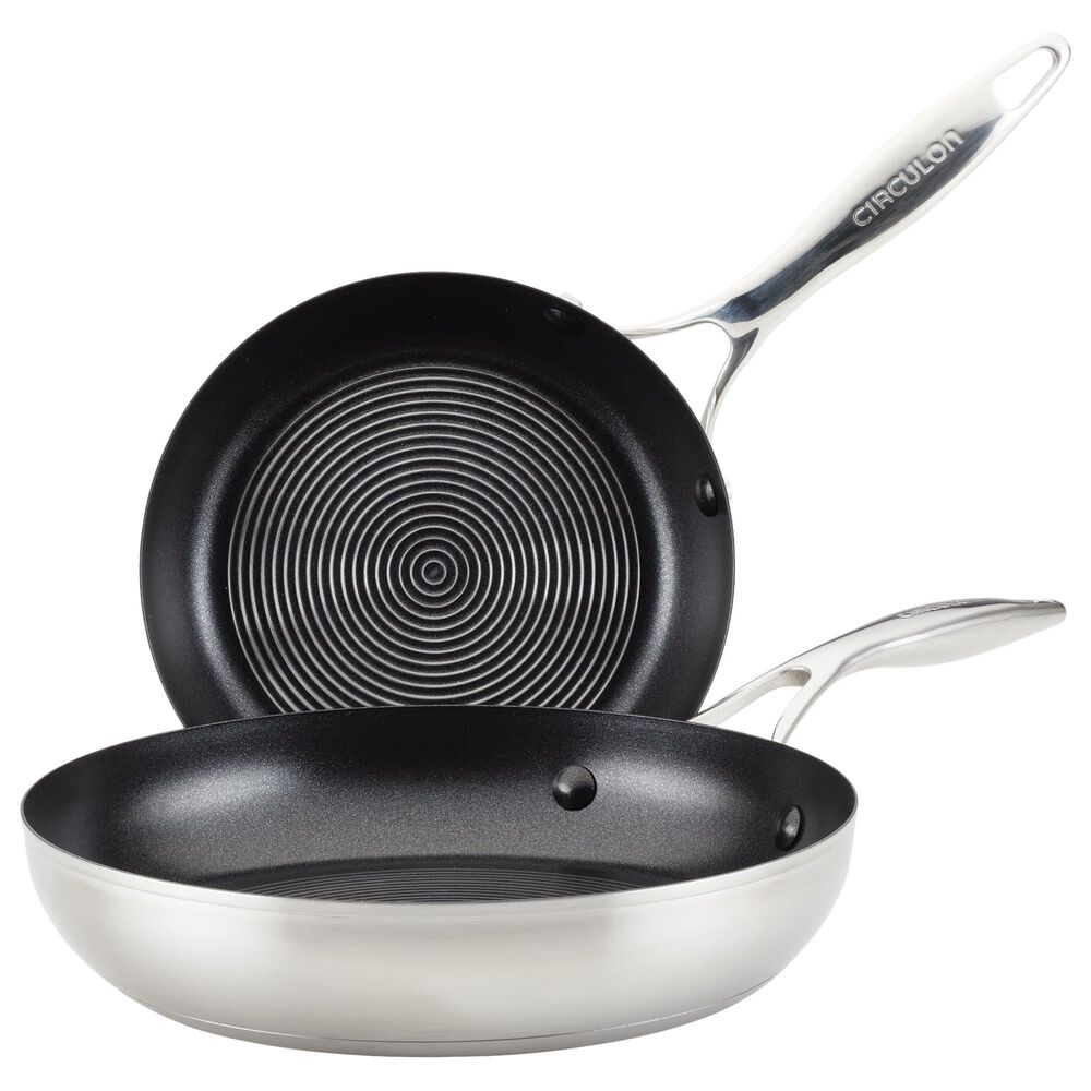Circulon 8&quot; and 10.25&quot; Nonstick Frying Pan Set in Stainless Steel, , large