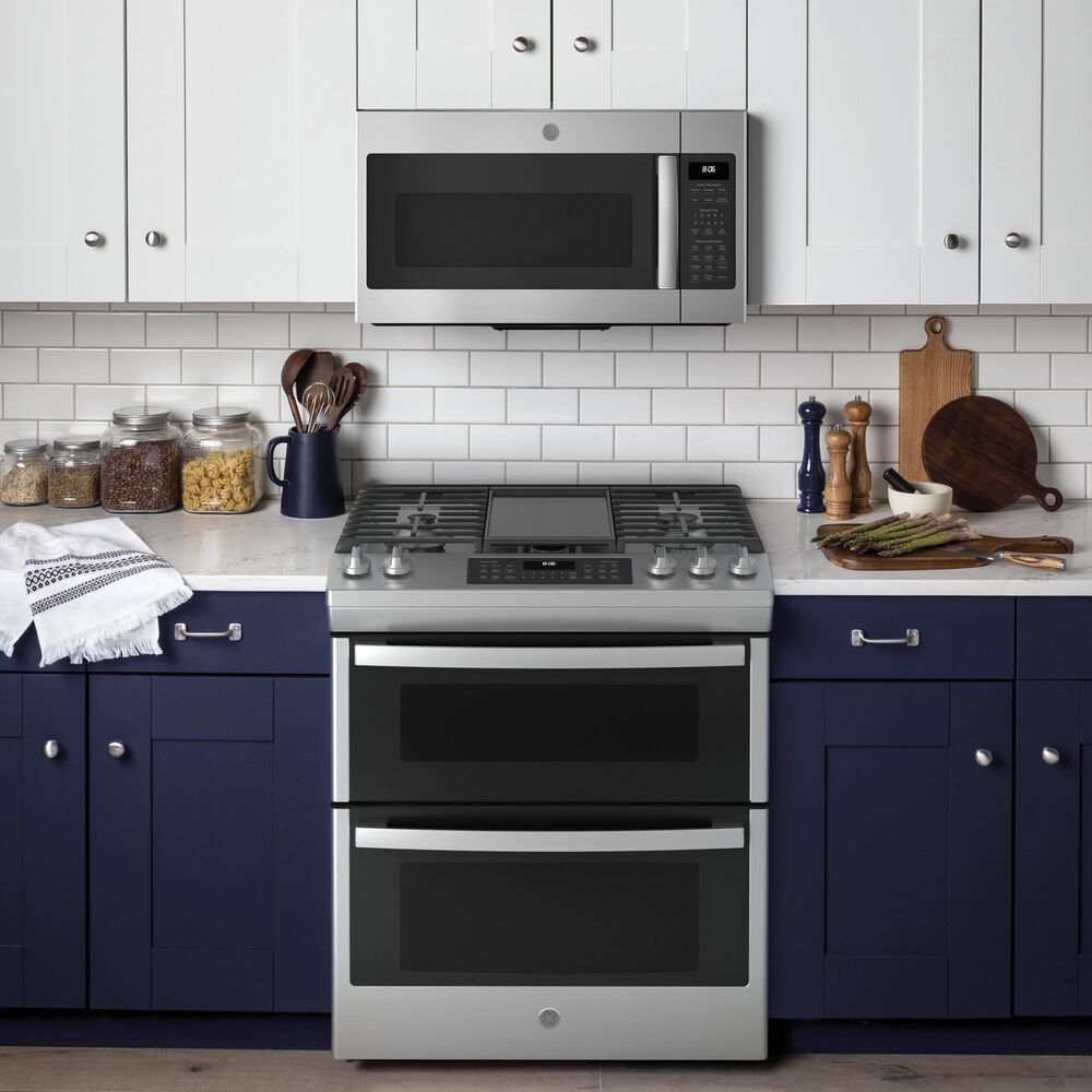 GE Appliances 30&quot; Slide-In Front-Control Gas Double Oven Range in Stainless Steel, , large