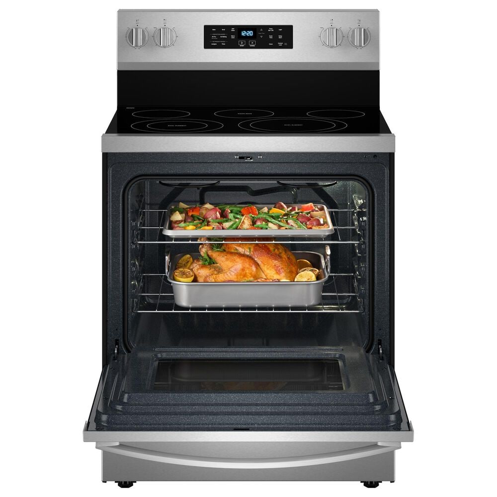 Whirlpool 2-Piece Kitchen Package with 5.3 Cu. Ft. Freestanding Electric Range with Self Clean and Over-the-Range Microwave in Fingerprint Resistant Stainless Steel, , large