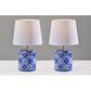 Adesso Polly Table Lamp in White and Blue (Set of 2), , large