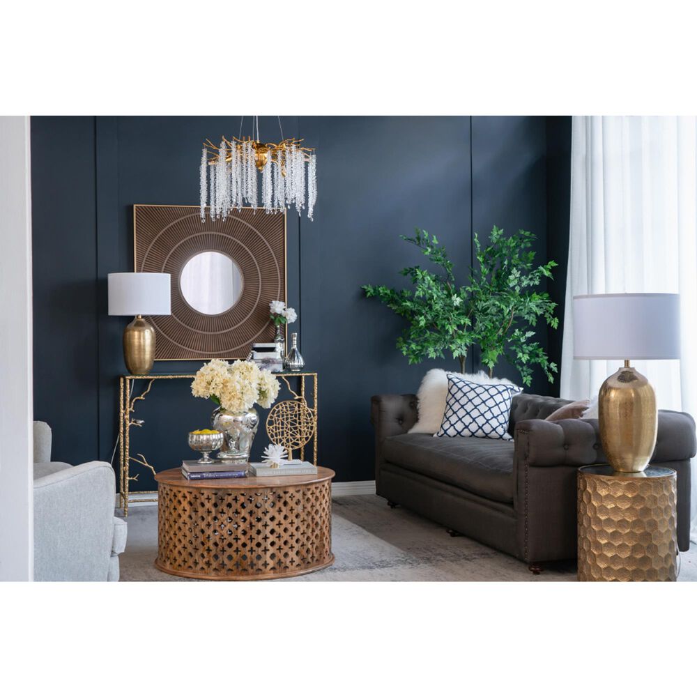 A&amp;B Home Anita Table Lamp with Collapsible Shade in Gold, , large